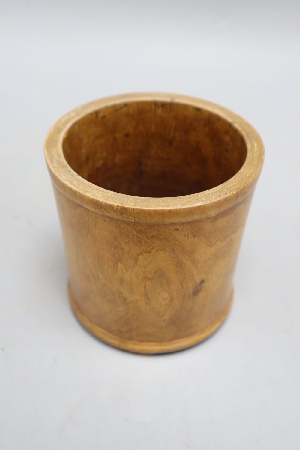 A 19th century Chinese huali wood brushpot, height 12cm